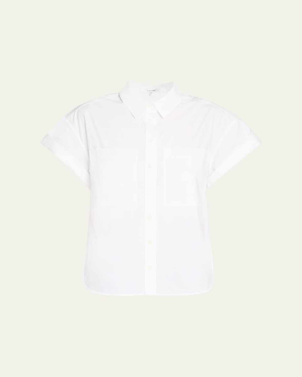 Short-Sleeve Cuffed Button-Front Shirt